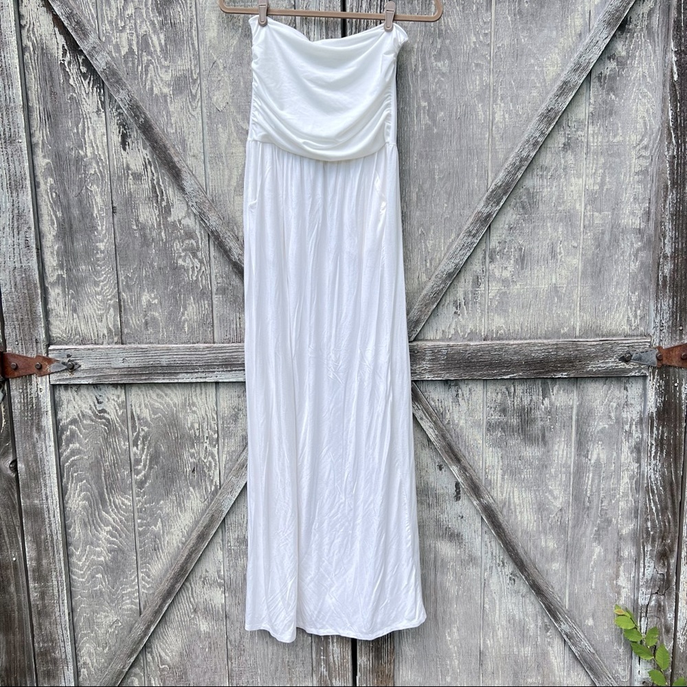 Strapless White Maxi Dress​